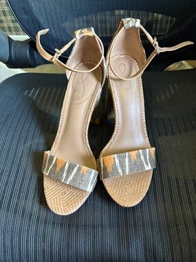Sam Edelman Women’s Ankle Strap Heeled Sandals - Neutral Multi